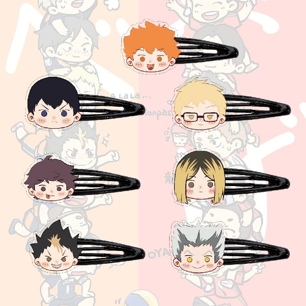 Alfinetes De Cabelo Acrílicos Haikyu Cute Cartoon Girl Anime 50mm Grampos Acessórios Para