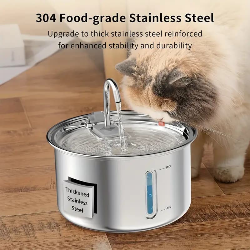 Aço Inoxidável Fonte para Gatos com Filtro 3L Dispensador de água para Cães Bebedouro Gato Automático Super Silencioso