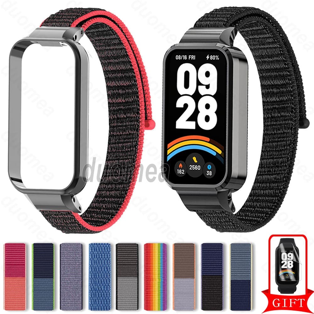 Pulseira De Nylon Respirável Acessórios Para Xiaomi Smart Band 9 8 Active / Redmi Smart Band 2 3
