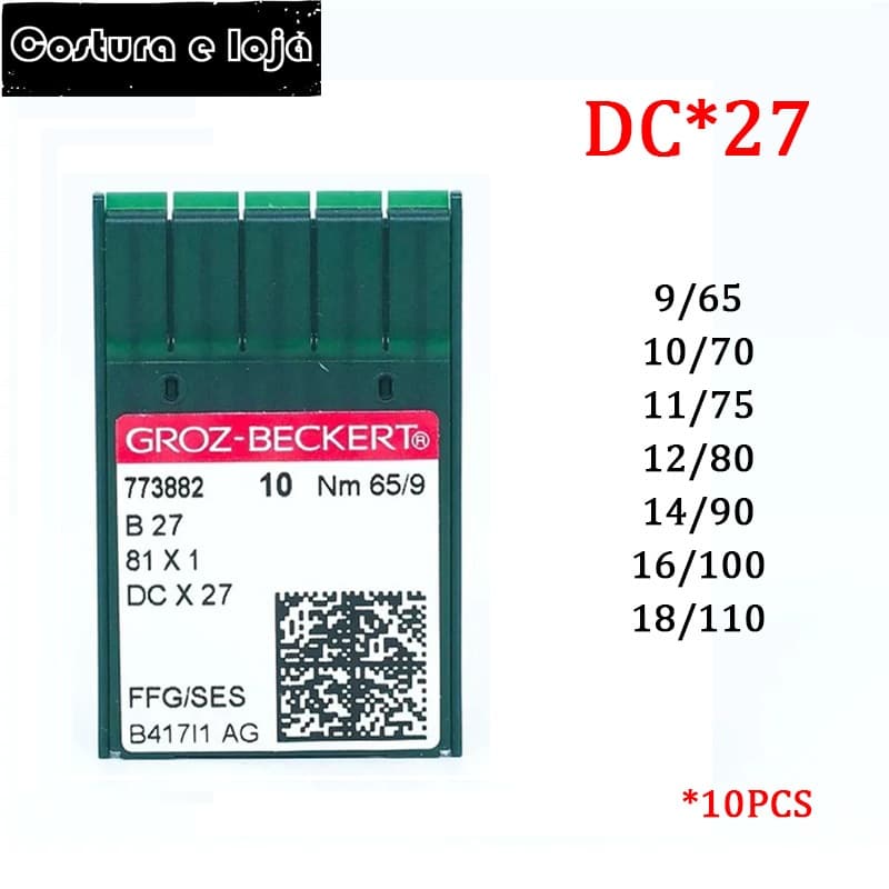 Conjunto com 10 unidades de Agulhas Máquina de Costura Overlock Industrial B27 marca Groz Beckert