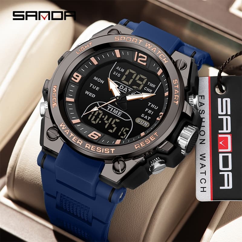 SANDA Novo Relógio Masculino Noite Brilho À Prova Dwaterproof Água Esporte Para Homem Multicolorido Digital Quartzo De P