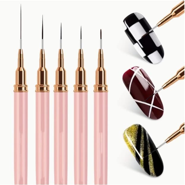 Kit 5 Pincéis 7/9/11/15/25mm De Arte De Unhas UV Para Pintura Em Gel Pincel Manicure