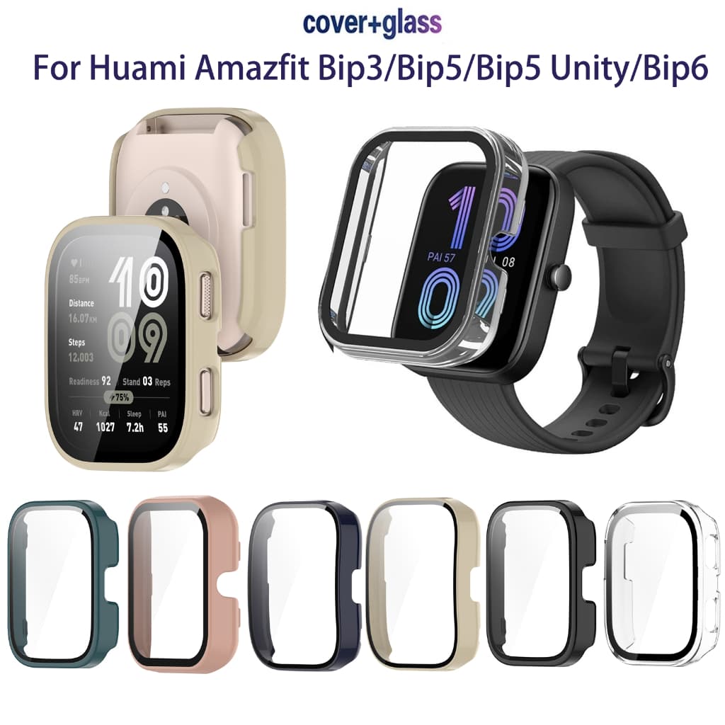Protetor De Tela Para Huami Amazfit Bip6 Bip3 Bip5 Unity Bip 6 5 3 pro Duro PC Quadro Pára-Choques Capa Caso + HD Vidro