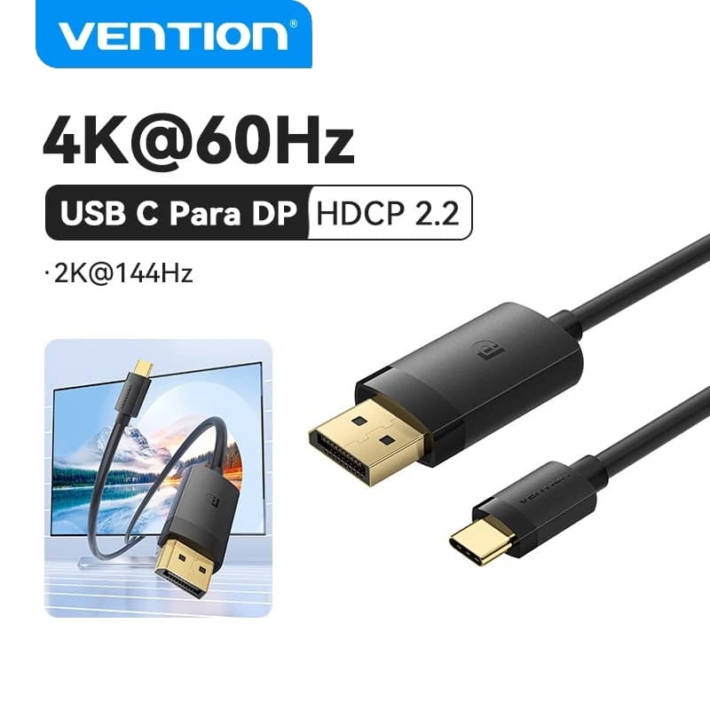 Vention Cabo USB C Para DP 4K 60HZ UHD Type Adaptador Displayport TV/Laptop/Computador