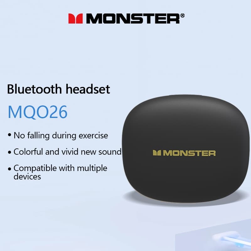 Monster mqo26 condução óssea fone de ouvido sem fio cancelamento ruído bluetooth fone esportes sem fio bluetooth 5.4