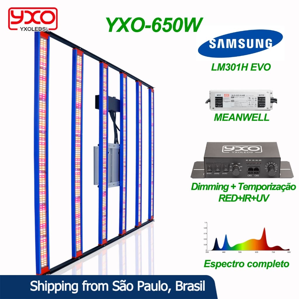 LED Crescem De Luz Samsung LM301H EVO espectro completo 650w 660nm IR 450nm UV Veg/Bloom estado com driver Meanwell
