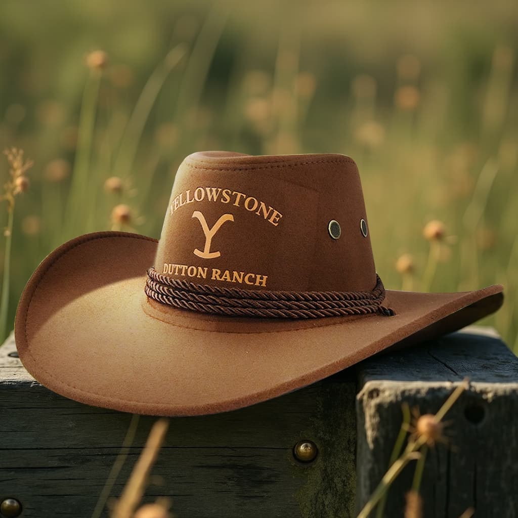 Chapéu de Cowboy com aba curva YELLOWSTONE, chapéu retrô de Jazz, chapéu de Cowboy AMARELO, de cavaleiro
