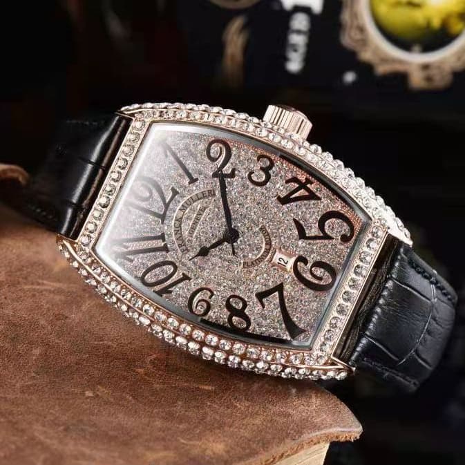 Frank Classic Barrel Series Relógio de pulso Movimento de quartzo Relógio com pulseira de couro Rui Watch dgyh