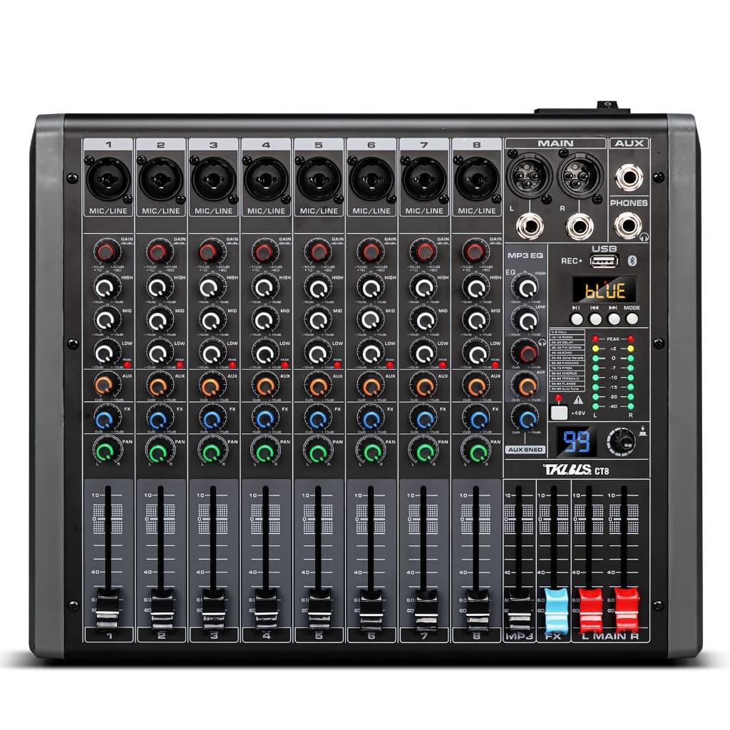 Mesa de som 8/12/16 channel profissional audio mixer Bluetooth PDUSB 48V de Phantom 99 Effect TKLBLS