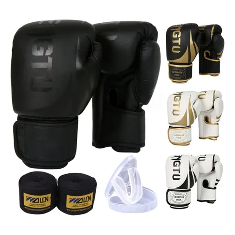Luvas de boxe de luta grátis, tiras de Velcro, alças, parte 8-16