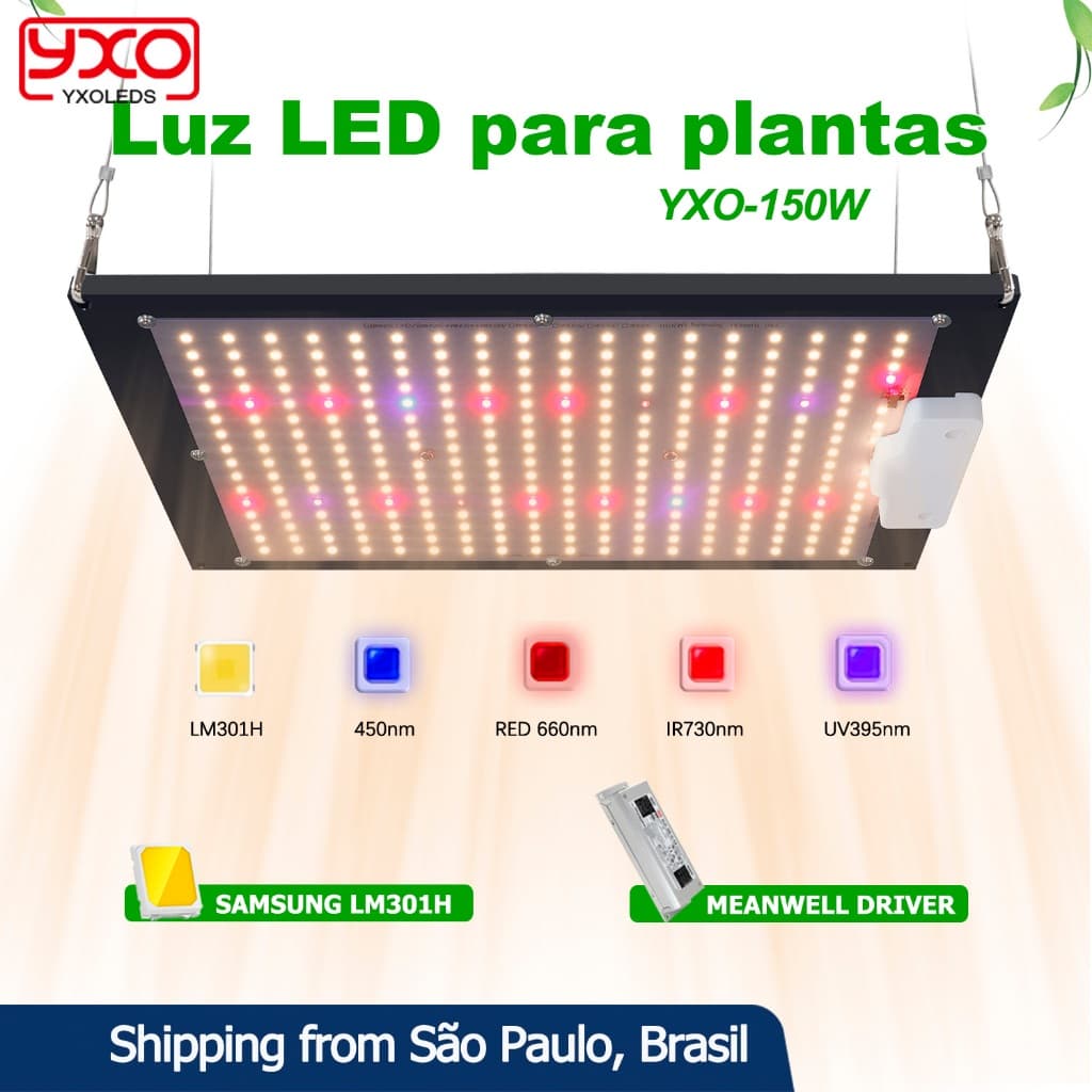 150W Lâmpada Led Grow SamsungLM301H Meanwll driver UV IR  Completa Espectro Phyto Lâmpada