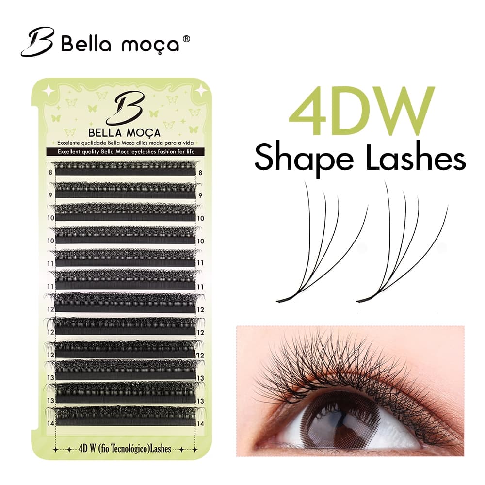 Bella Moça W4D Lasehs C/D/M/L + Curl Extensão De Cílios Postiços Comprimento Misto 8-14mm
