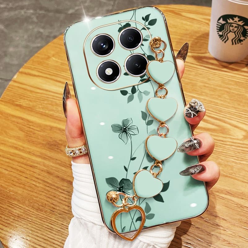 Capa De Telefone YBD Para Redmi Note 15 Pro Plus 14 + Xiaomi POCO X7 M8 Processamento Pulseira De Amor Linha Flor Videir