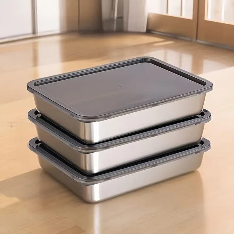 1/2/3pcs Recipiente De Cozimento De Grande Capacidade-Caixa De Armazenamento De Alimentos Resistente Ao Calor E Frio