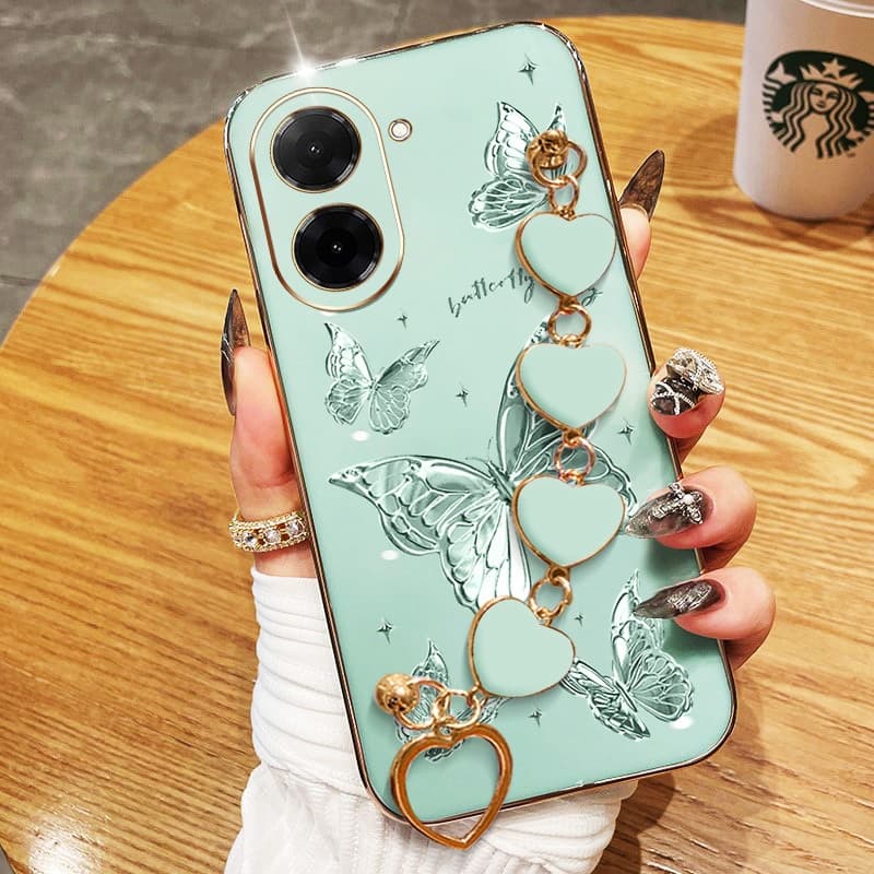 YBD Capa De Telefone Para Redmi A5 Turbo 4 Pro Xiaomi POCO F7 5G C71 Processamento Amor Pulseira Fio Pena Borboleta Galv