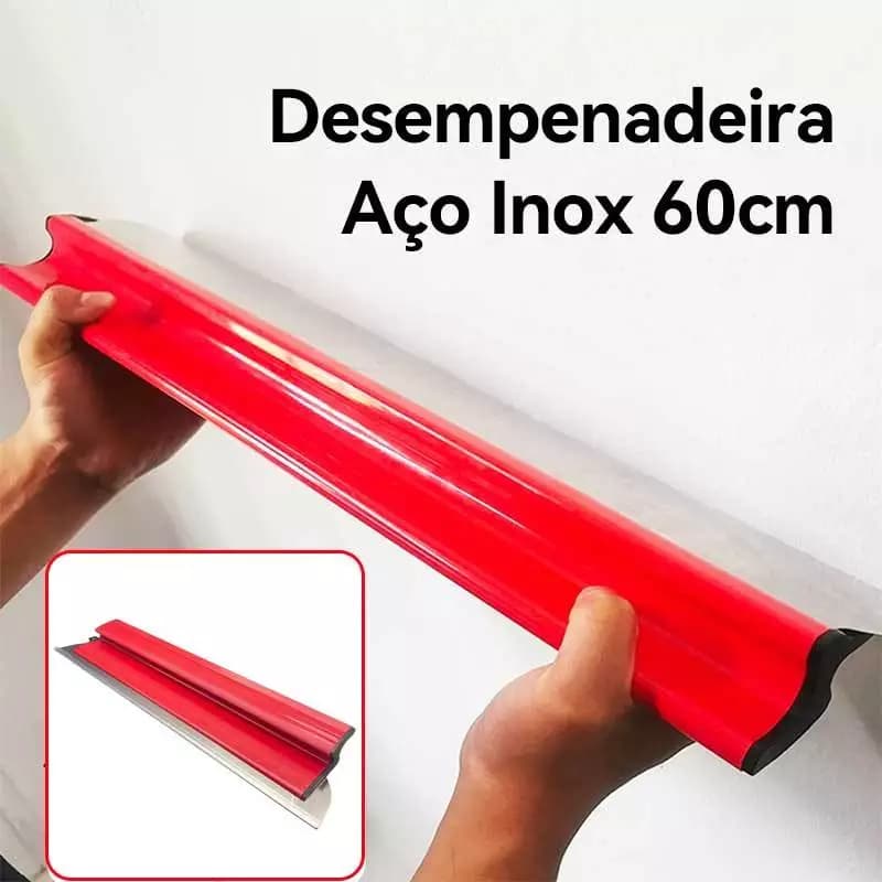 Desempenadeira 60cm Aço Inox com Lâmina Flexível Lisa Para Massa Corrida com Troca de Lâmina