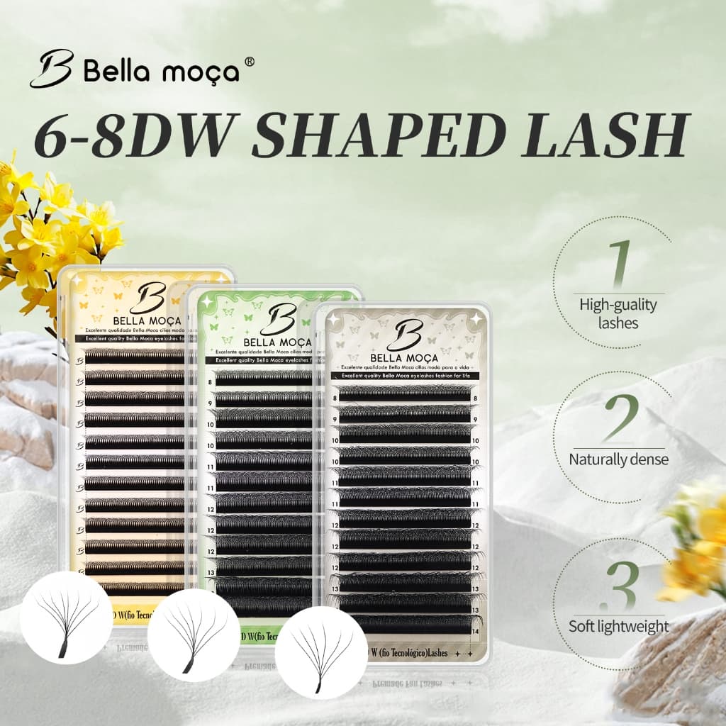 Bella Moça 6D 7D 8D W Extensão De Cílios Em Forma De Para Ferramentas Profissionais De Maquiagem Natural Macia