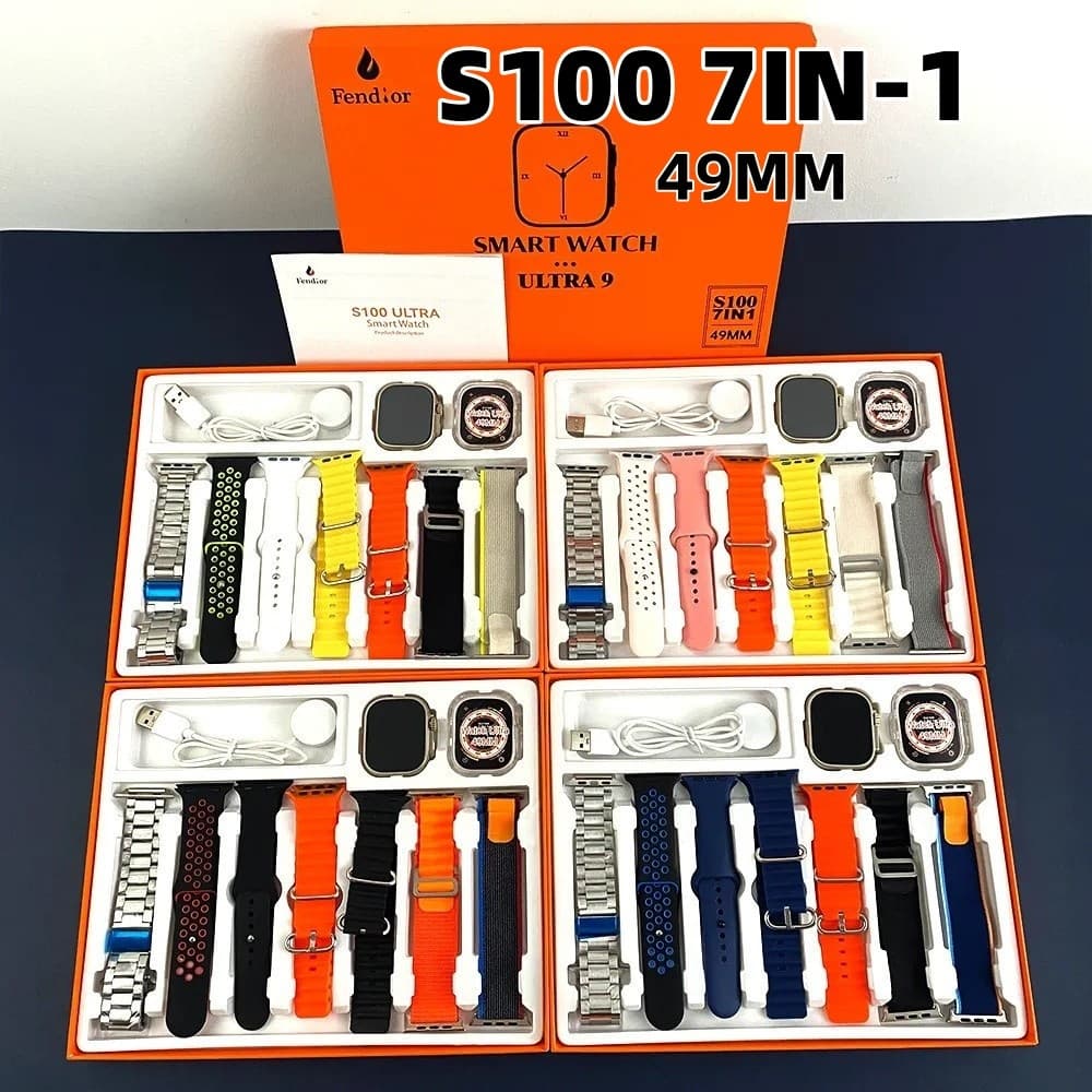 S100 Ultra Novo Smartwatch 7 Em 1 Alças 49mm Tela De Toque Completo Esporte
