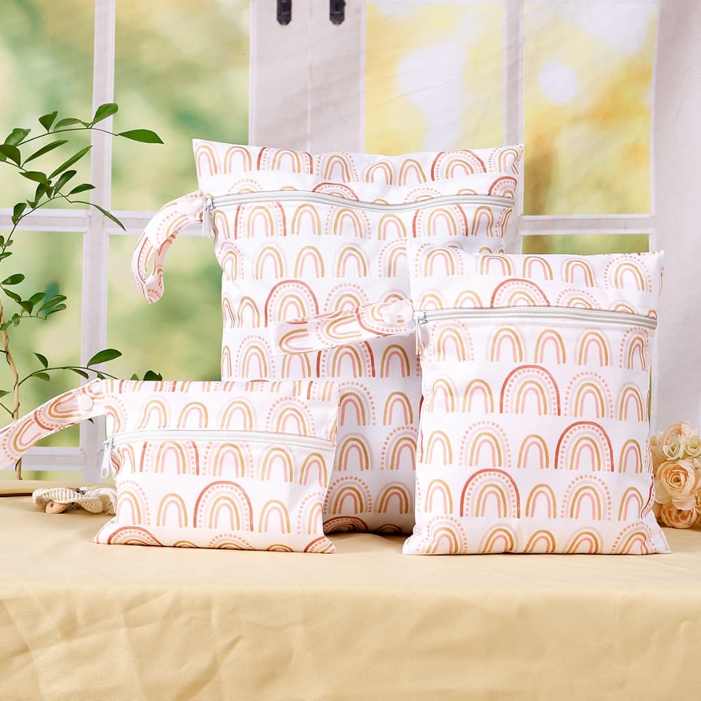 HappyFlute Conjunto De 3 Peças De Capa De Fralda Reutilizável À Prova D'água WetBag Com Zíper Suave Para Uso Em Vários C