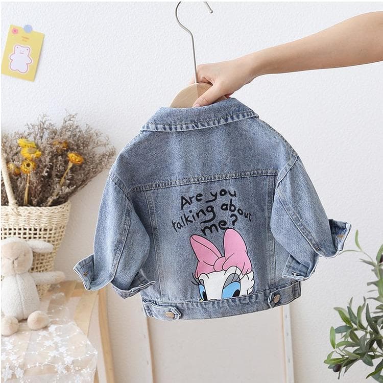 2-8 Anos Margarida Pato Meninas Jaqueta Jeans Primavera Outono Mickey Mouse Casaco Presente De Aniversário Roupas Infant