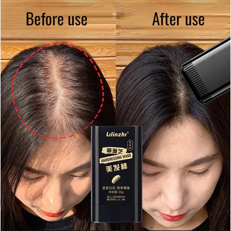 Lilinzhi Bastão De Cabelo Para Cobrir Cabelos Grisalhos , Uma Caneta Preta De Enchimento De Ação Curta , Creme Coloração