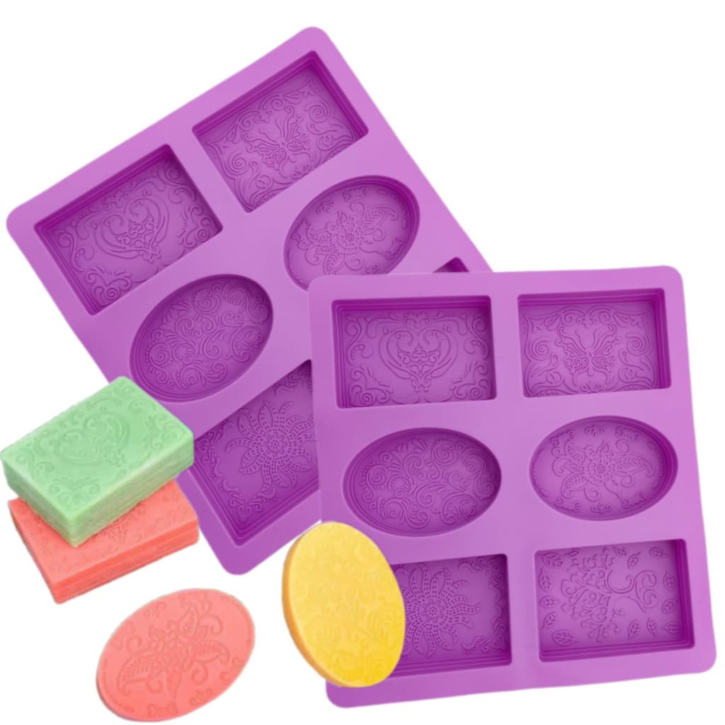 Forma Molde De Silicone Para Fazer Sabonete 90g Formato Oval e Retangular  Forma Silicone Texturizada - para bolo, Velas
