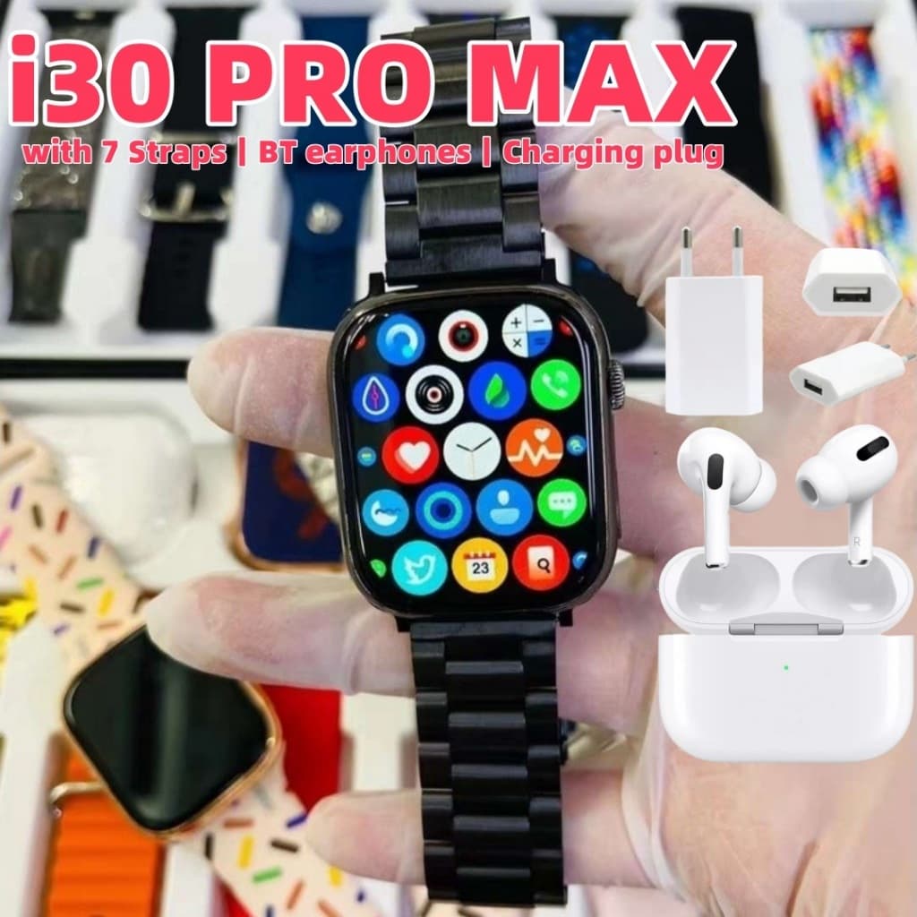 ⚡【11In1-Gift earphones】⚡SmartWatch I30 Pro Max ⌚| Processador Dual Core , Música Bluetooth + Chamadafones