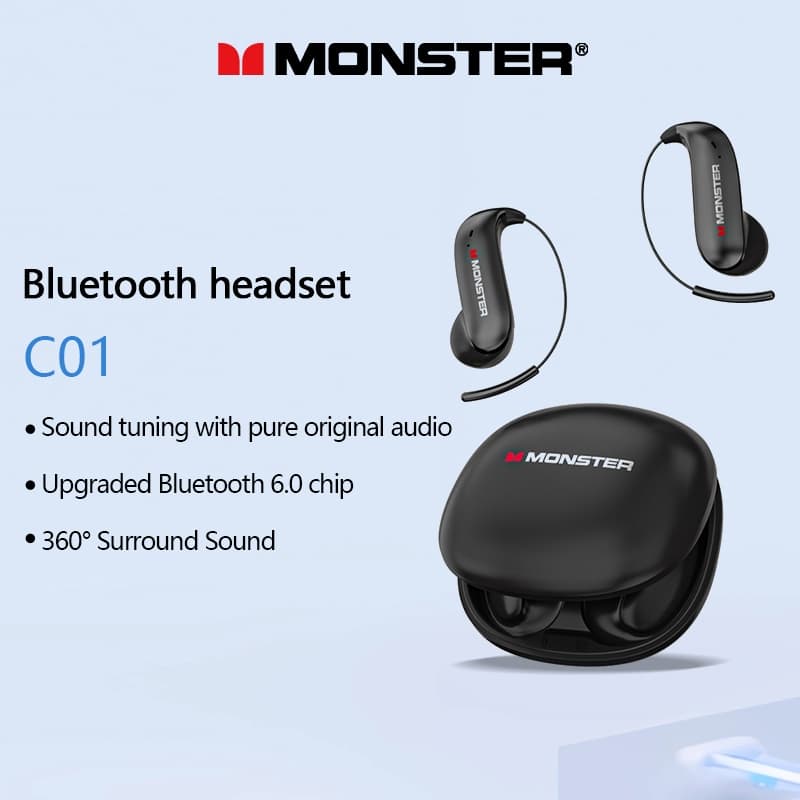 Monster C01 Fone De Ouvido Bluetooth Sem Fio HIFI Som Estéreo Até 48 Horas De Duração Da Bateria IPX5 À Prova D'água 6.0