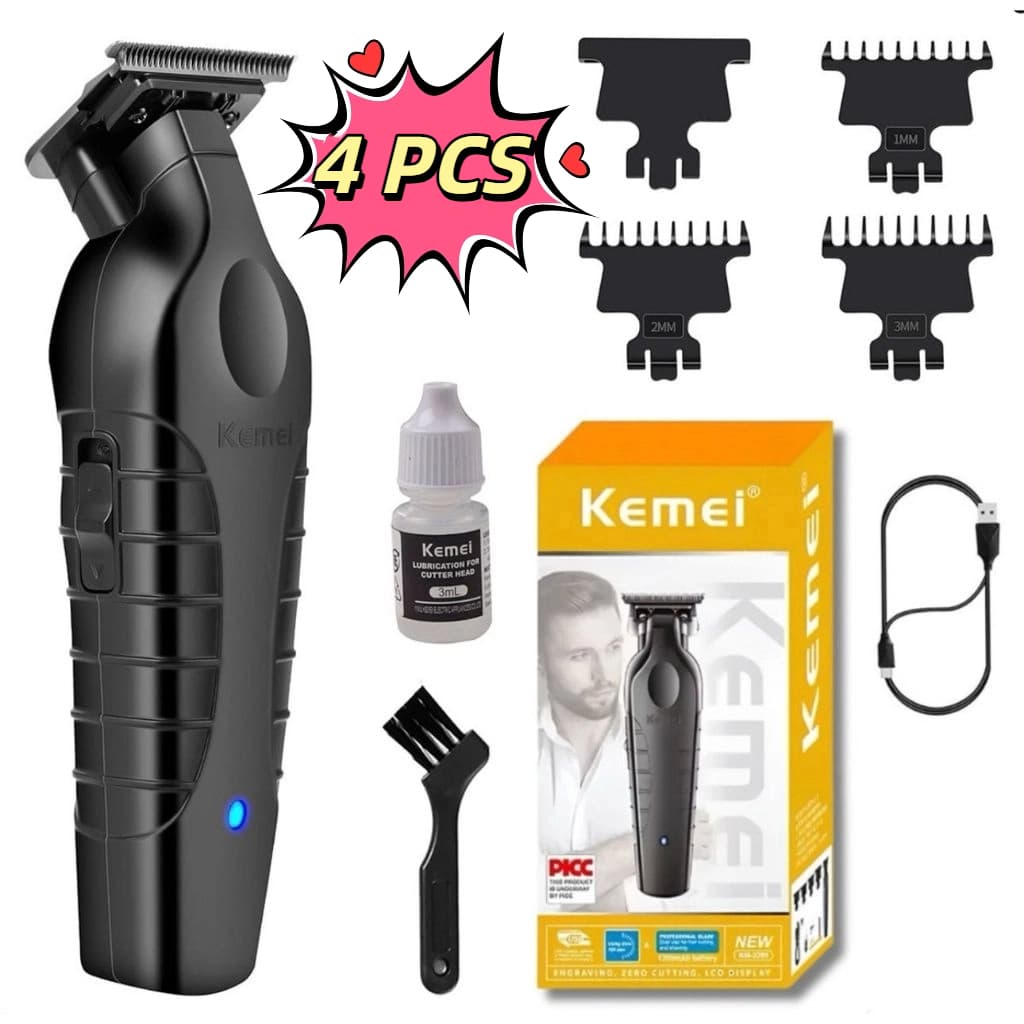 4 Pcs Kemei Km-2299 Máquina De Acabamento De Barbeador Elétrico Original Profissional-Bivolt