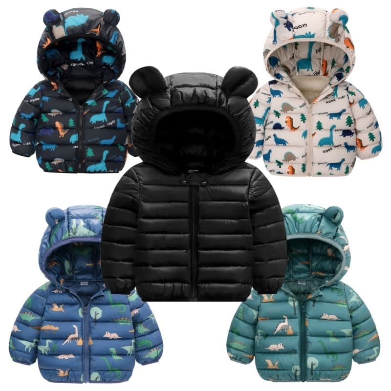 Capuz De Inverno De Outono Casacos Leves Para Baixo Meninas Meninos De 1-5 Anos De Idade Roupa Casual Quente