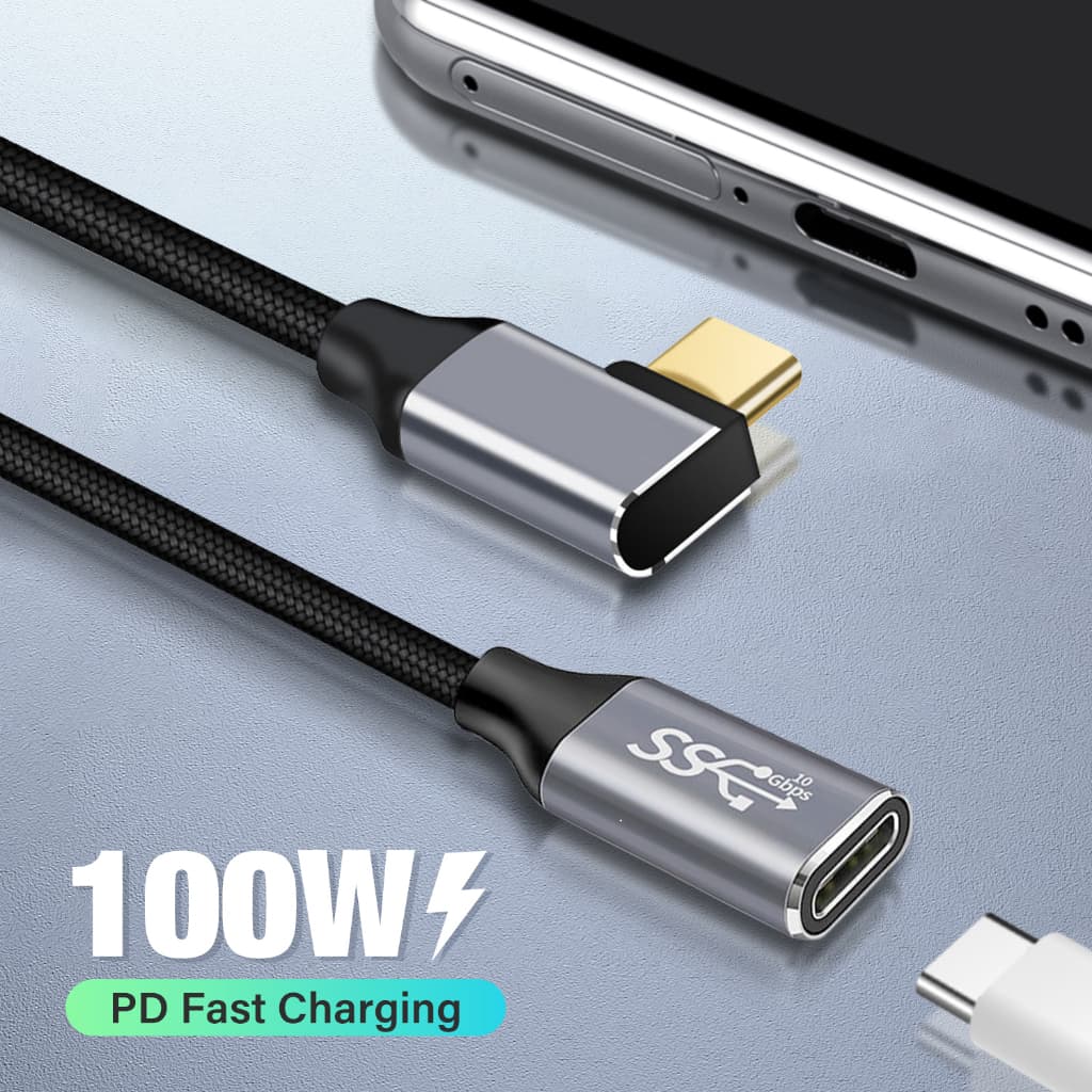Cabo De Extensão USB Type C 3.1 Macho Para Fêmea Extensor Carregamento PD 100W