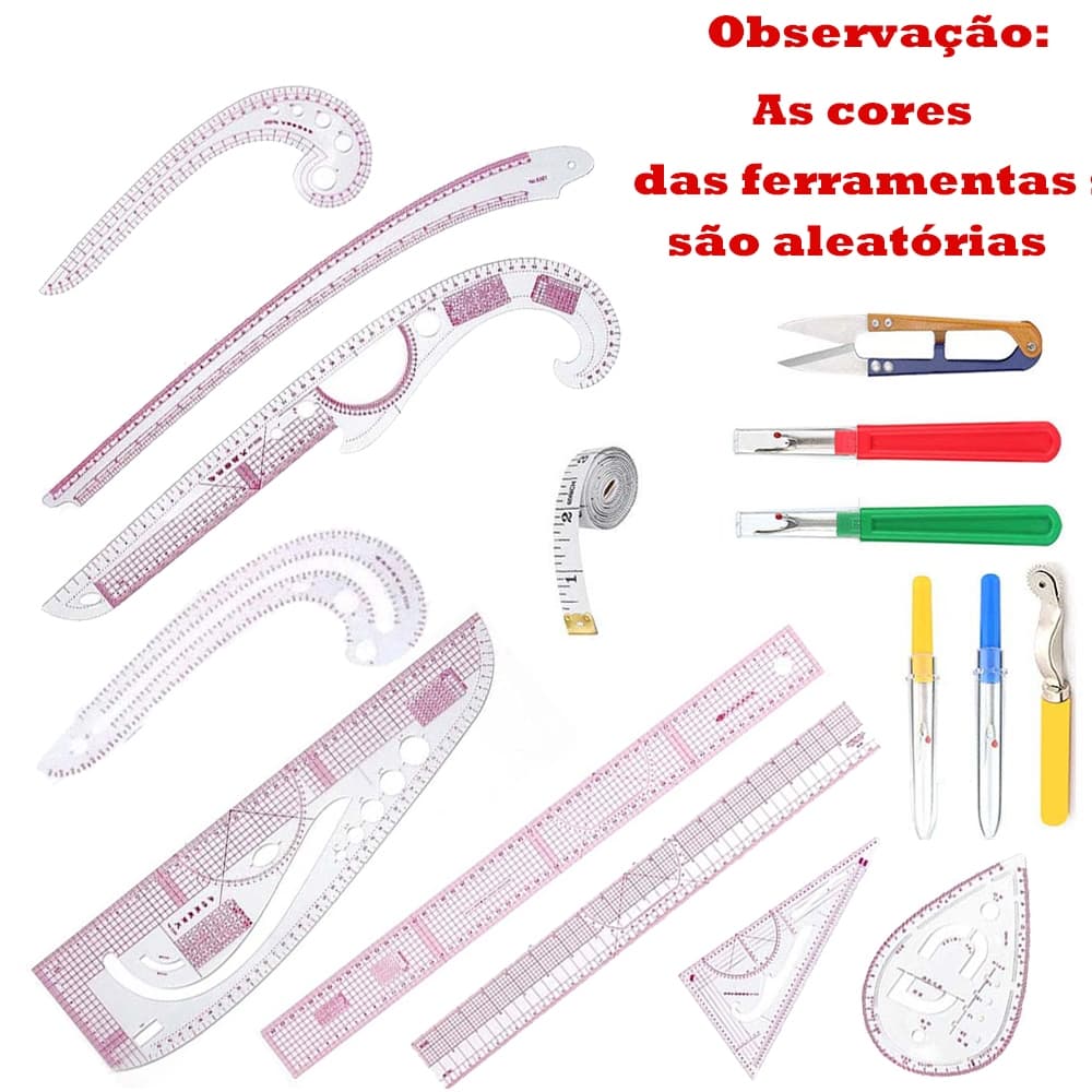 Kit de régua curva francesa Universal, 16 peças, conjunto de régua de costura transparente, para Design de roupas DIY