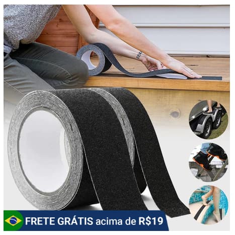 Fita Antiderrapante Adesiva 5 ou 15 Metros Prevenção Contra Acidentes em Pisos Escorregadios