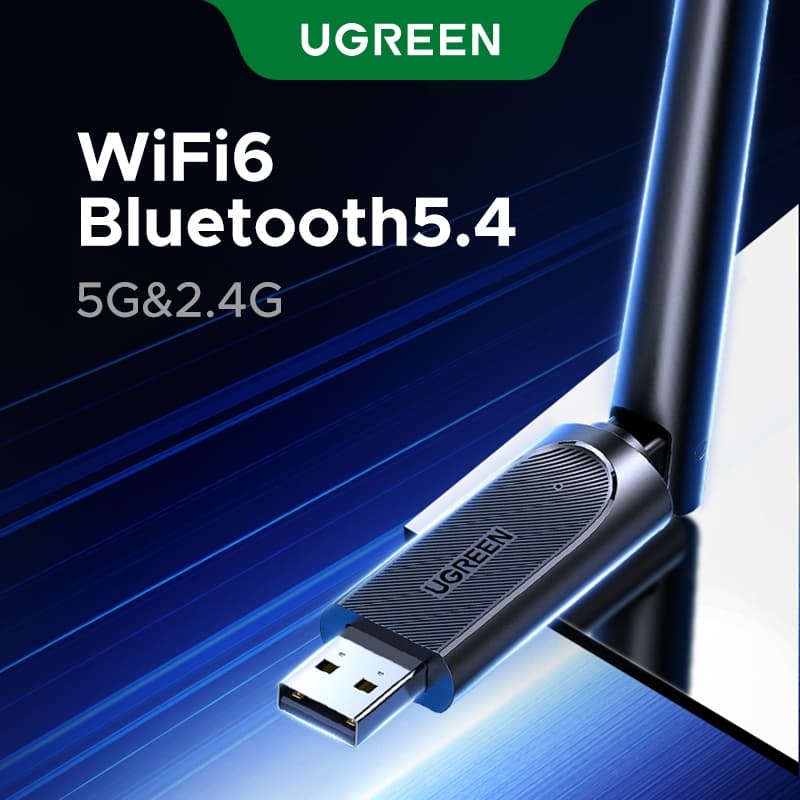 Adaptador WiFi Sem Fio UGREEN AX900 Wi-Fi 6 Bluetooth 5.4 USB Para PC Desktop Laptop