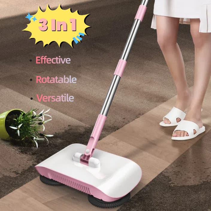 Varredor Manual IKEE, 3 Em 1 Para Limpeza De Piso Duro Espanador 360 ° Esfregona Giratória De Mágica De Alta Eficiência