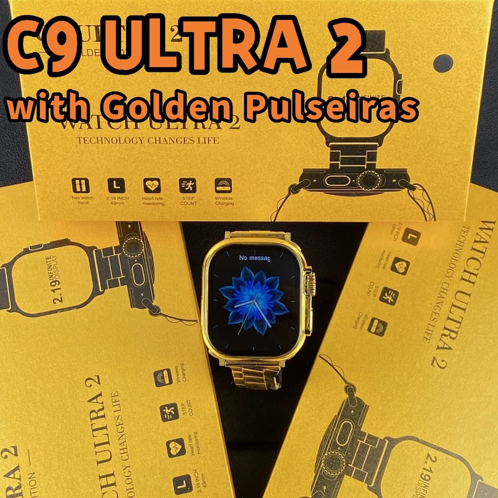 【Earphones gratuitos】Envio Local À Prova De Intempéries 2026 C9 Ultra Novo Smartwatch Smart Watch Série De Chamadas Blue