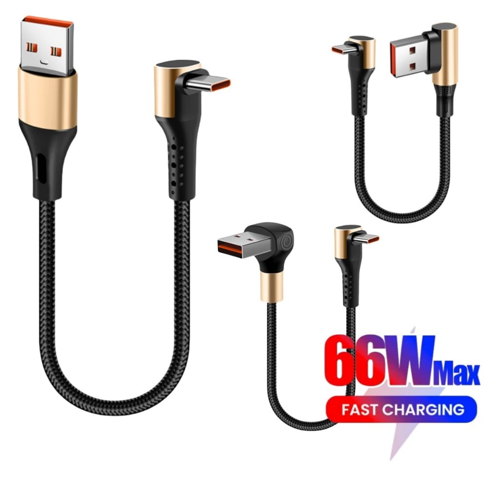 90 ° Cotovelo USB Cabo Curto 66W 6A Para Tipo C De Dados De Carregamento Rápido Samsung Andriod 0.25M/0.5M Banco De Potê