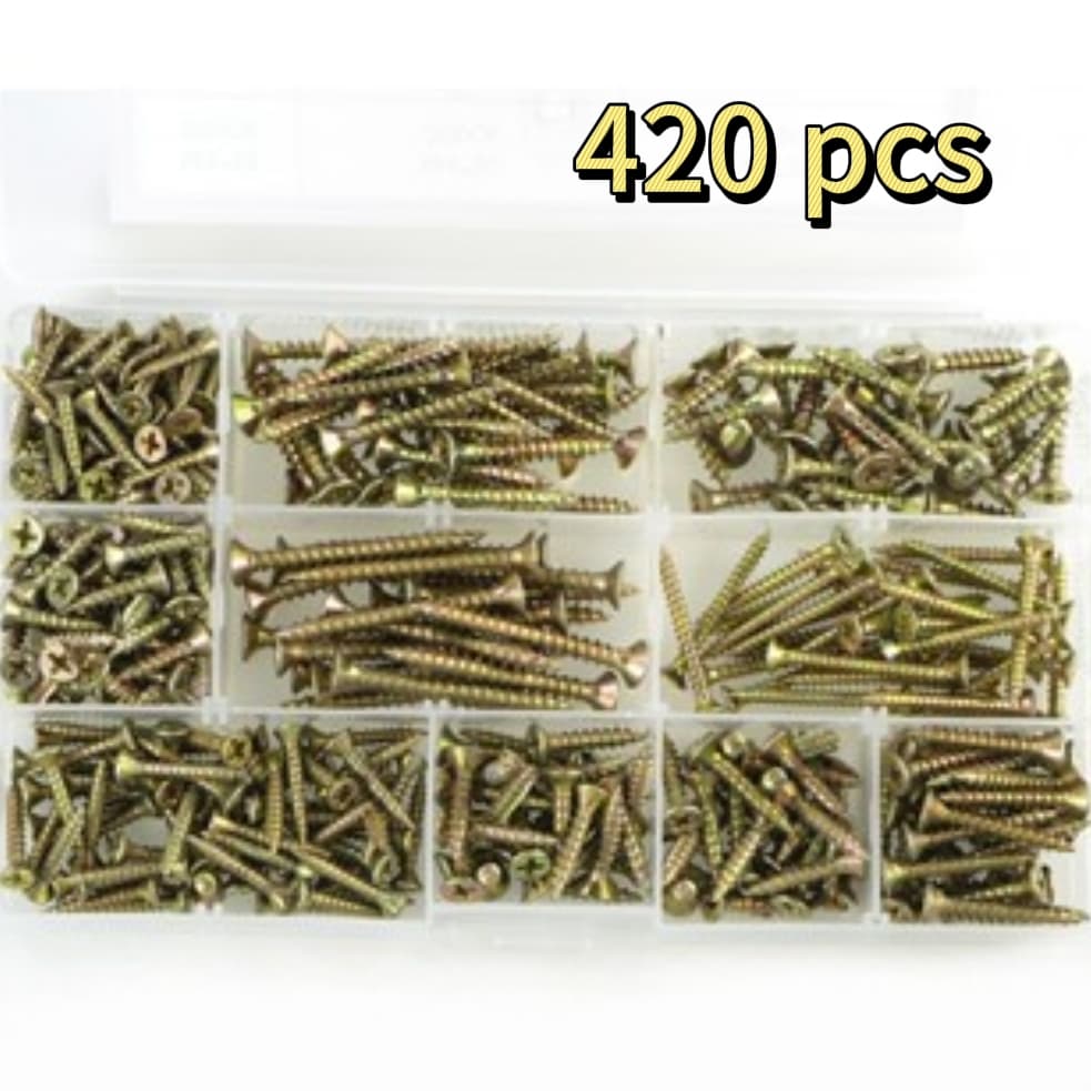 Kit 420 Peças De Parafusos E Plugues Com Organizador