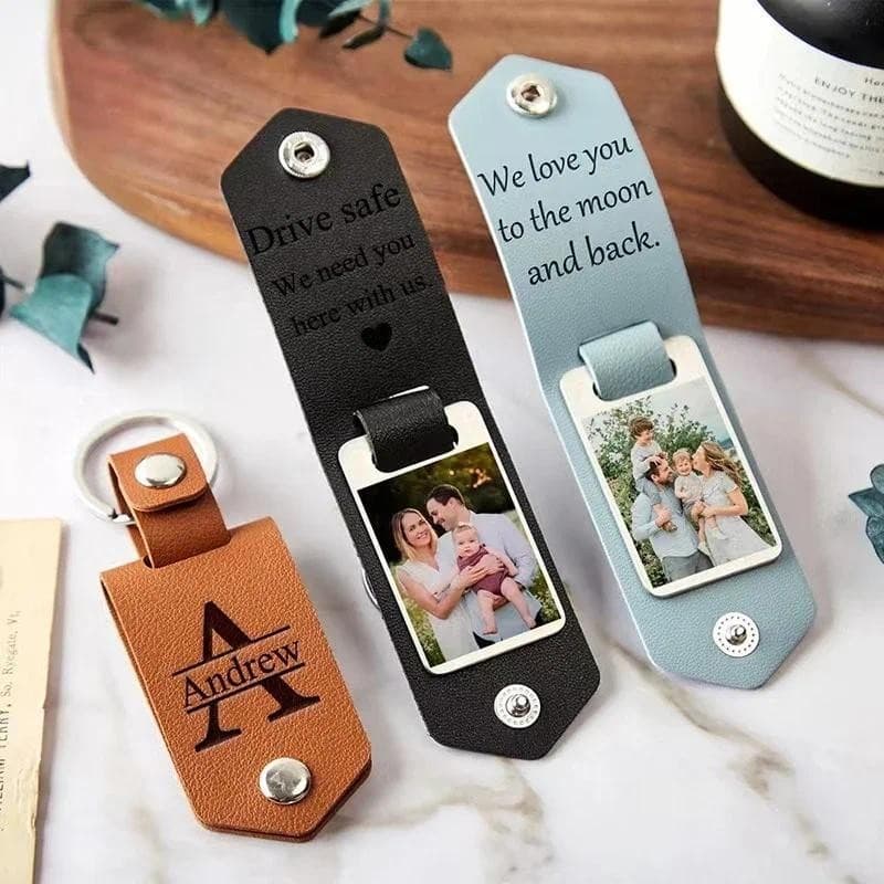 Chaveiro Fotográfico Personalizado Para Casal De Aço Inoxidável Homens Couro PU Namorado