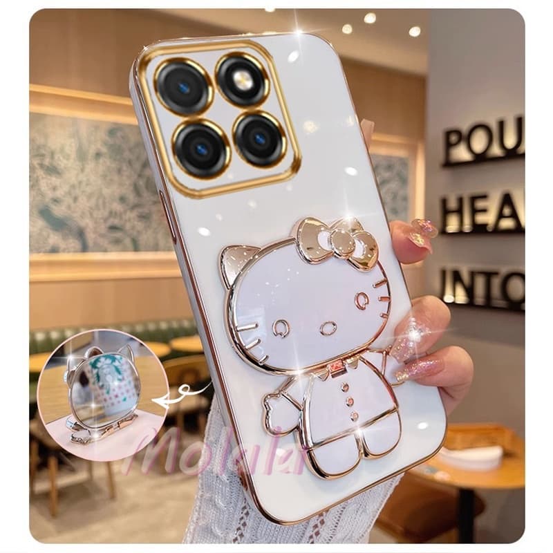 Capinha Capa Motorola Moto G56 G86 Edge 60 Fusion 5G Com Espelho De Maquiagem KT Cat Suporte De Telefone