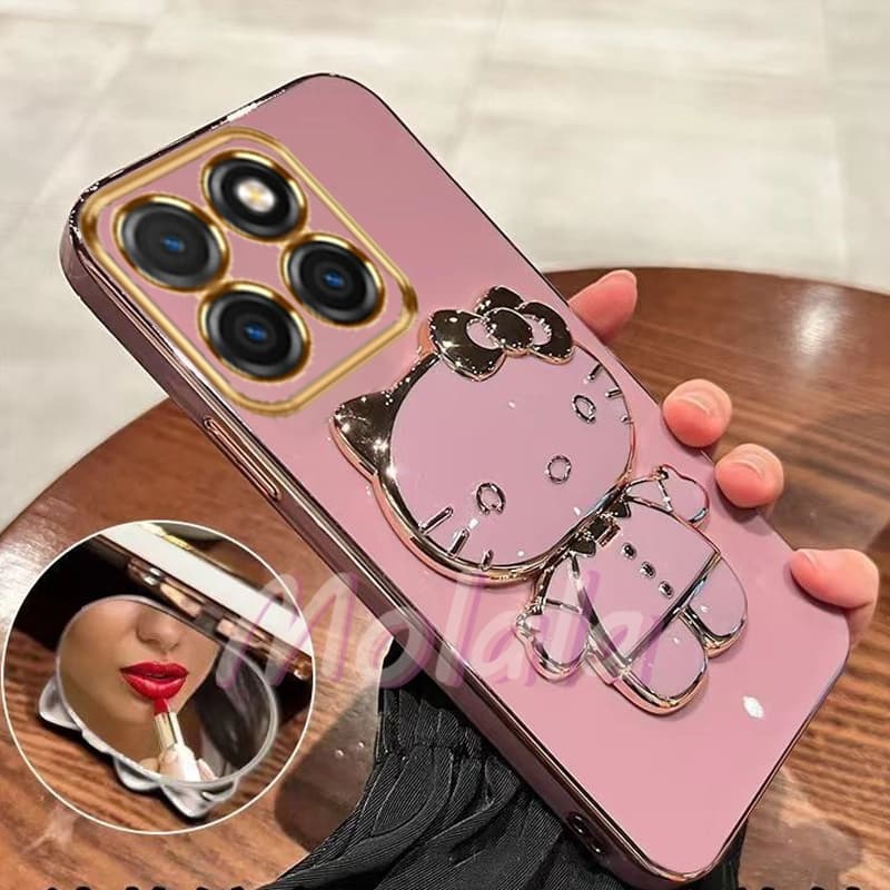 Capa De Telefone Para Motorola Moto G56 G86 Edge 60 Fusion 60s Com Espelho De Maquiagem KT Cat Bracket Traseira