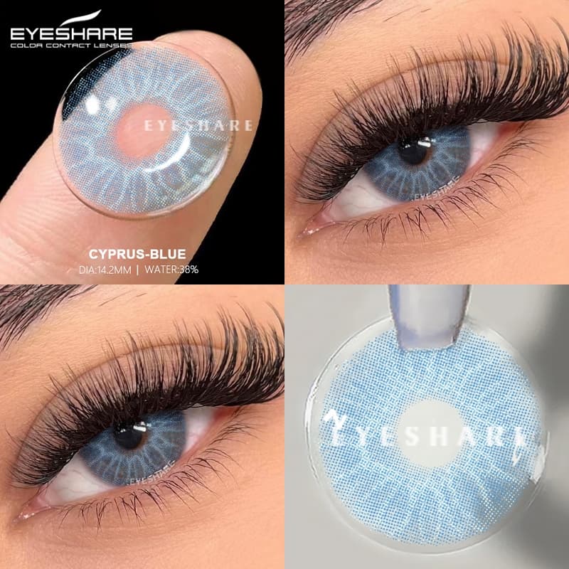 Lentes De Contato Naturais Eyeshare Azul Colorido 14,2mm 1 Par Contatos Para O Dia-A -/Mascarada