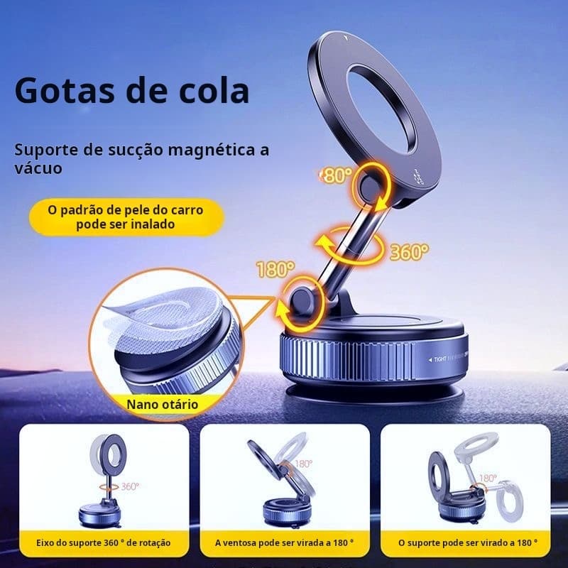 Suporte Magnético Forte Para Telefone Carro Design Dobrável 360 ° A Vácuo Ajustável multicenários