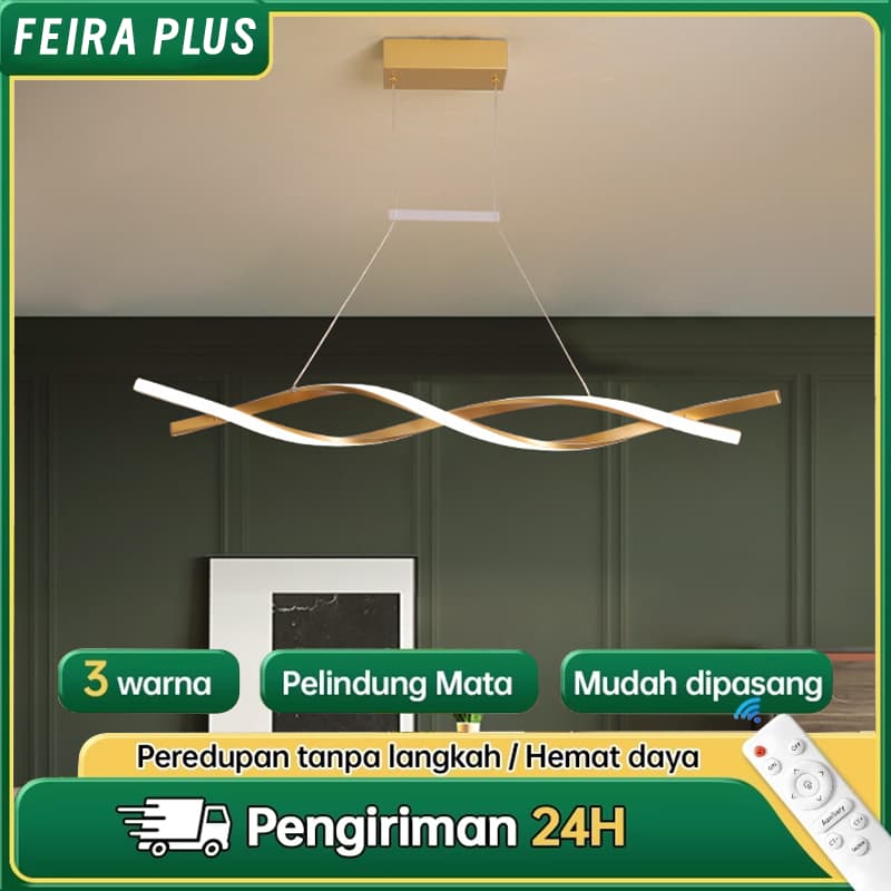 Luminária Pendente Ouro Duplo Minimalista Led Espiral Clean Raio Moderno 3cors bivolt 3000K/4000K