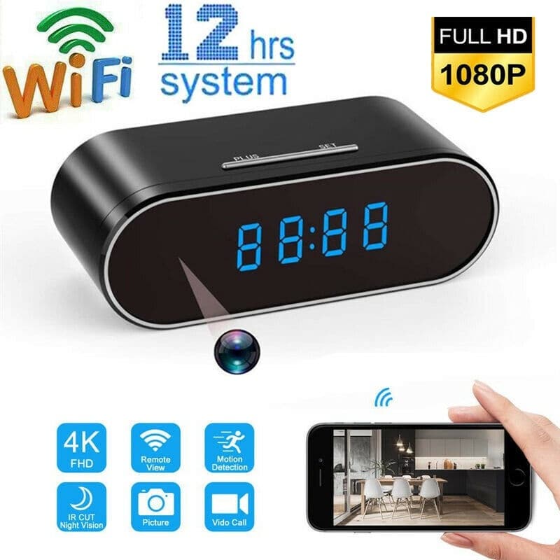 2025 Novo 1080P HD mini Câmera Relógio Sem Fio Visão Noturna Segurança Babá Cam Despertador