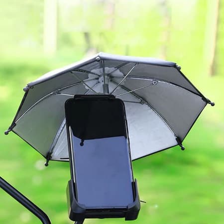 Mini guarda-sol acessórios de decoração de bicicleta dobrável automática fibra de poliéster novo estilo telefone móvel