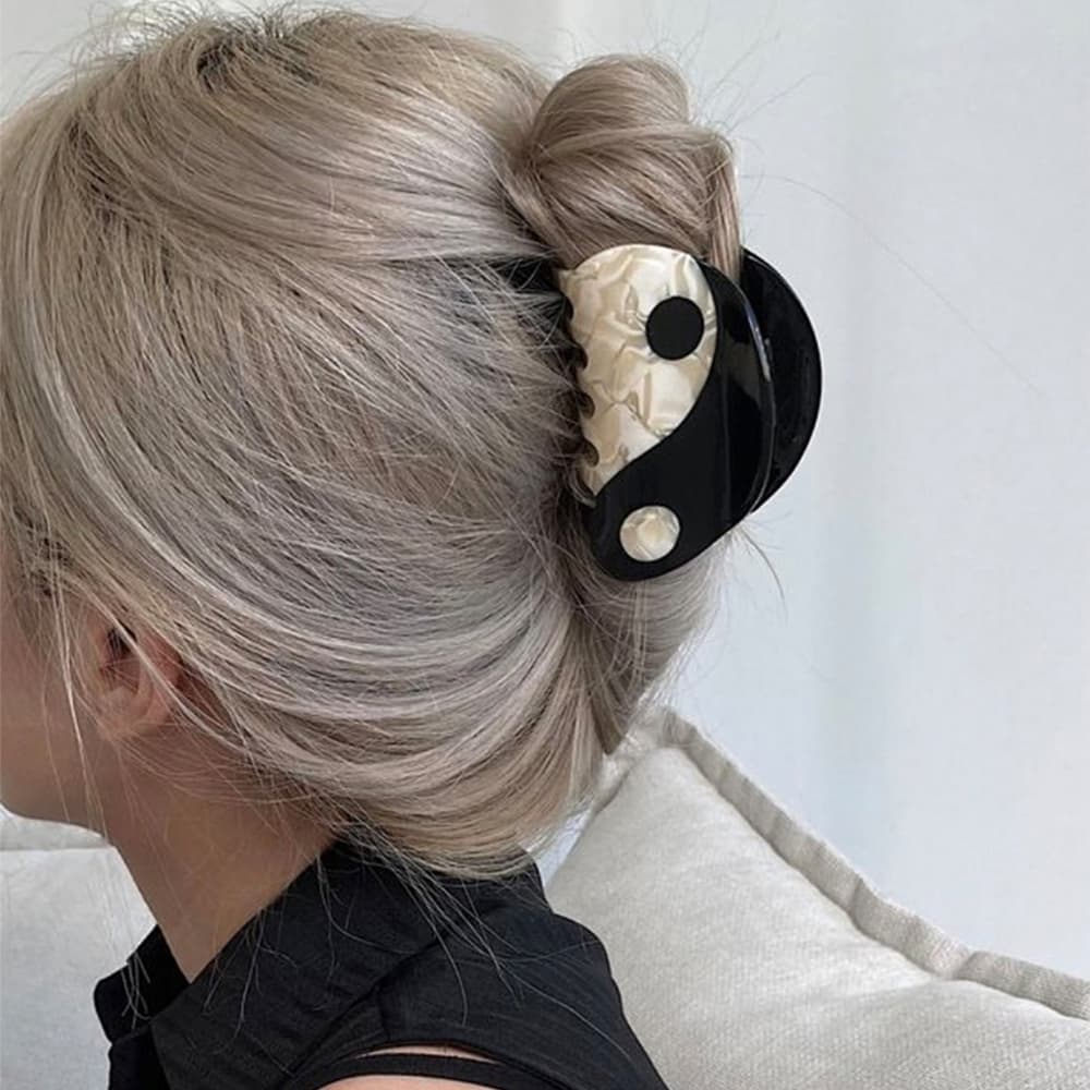 Grampos De Cabelo Góticos Vintage Yin Yang Estilo Tai Chi Clipe De Garra Exclusivo Na Moda Preto Escuro Headwear