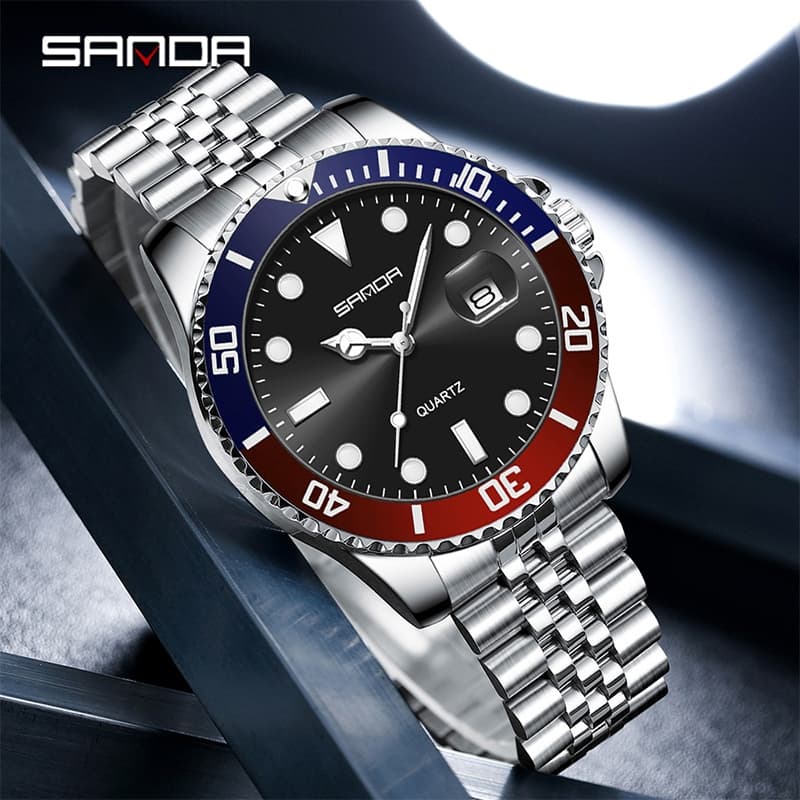 SANDA 1099 Pulseira De Aço Inoxidável Luminosa Relógio À Prova D'água Relógios Masculinos De Luxo Reloj Hombre Moda Simp