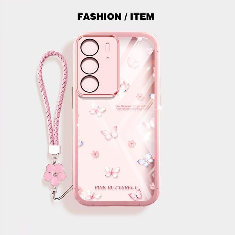 YBD Capa De Telefone Para Realme C71 C65 C75 C75X 4G 14X Estilo Coreano Borboleta Manchada Concha Transparente