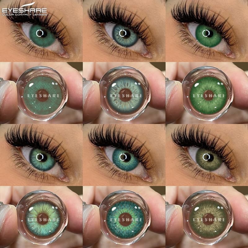 Lentes De Contato Verdes Eyeshare 1 Par De Coloridas Para Vestir Macias Naturais Olhos Coloridos Anuais